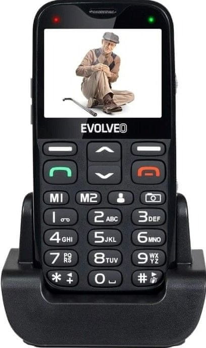 Evolveo EasyPhone XG, mobilný telefón pre seniorov s nabíjacím stojanom, čierny